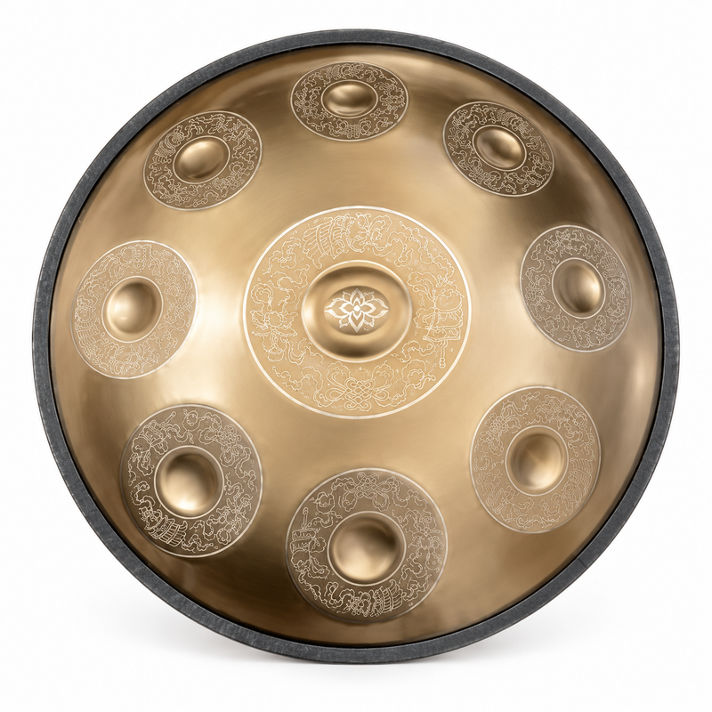 Handpan Professionnel Gravé Doré — 9 notes