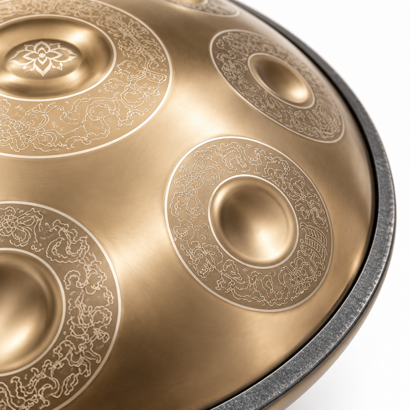 Handpan Professionnel Gravé Doré — 9 notes