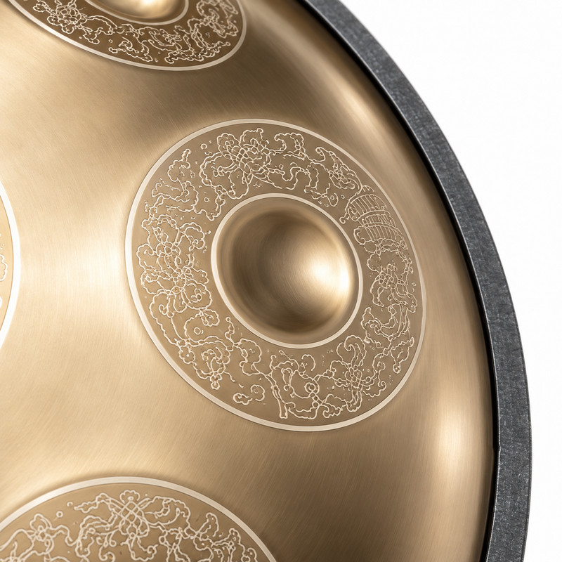 Handpan Professionnel Gravé Doré — 9 notes
