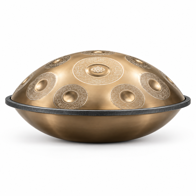 Handpan Professionnel Gravé Doré — 9 notes