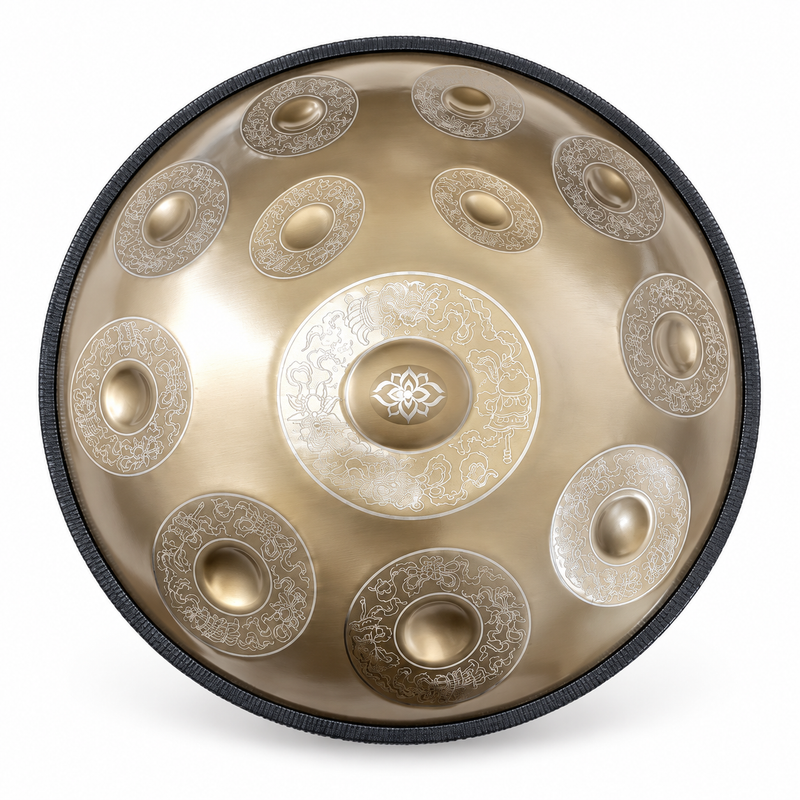 Handpan Professionnel Gravé Doré — 12 notes
