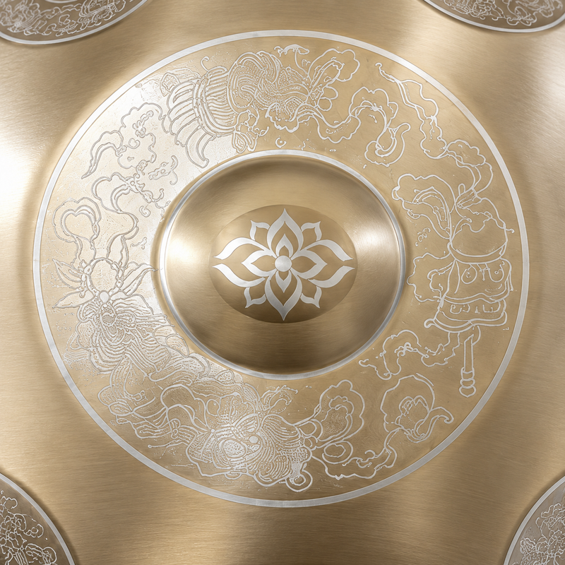 Handpan Professionnel Gravé Doré — 12 notes