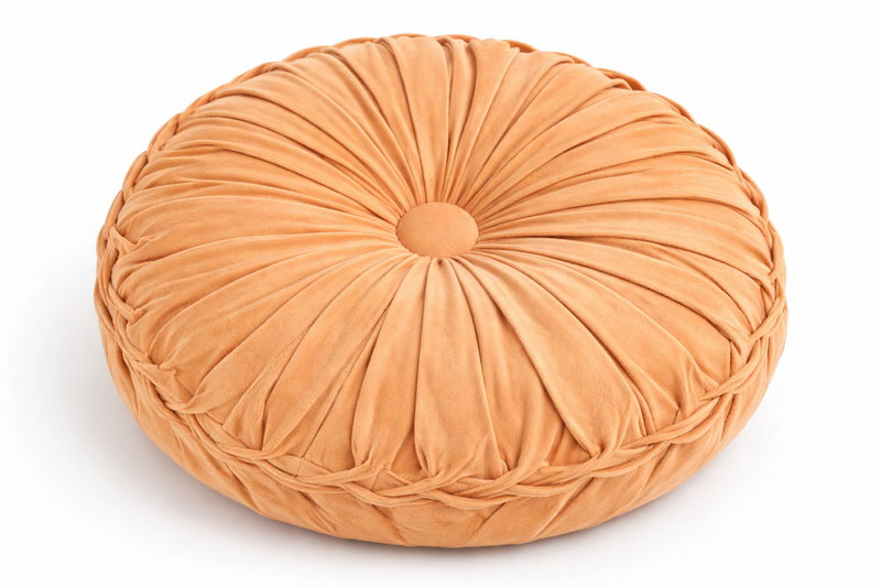 Coussin de Méditation Citrouille en Velours - Soutien Lombaire Artisanal