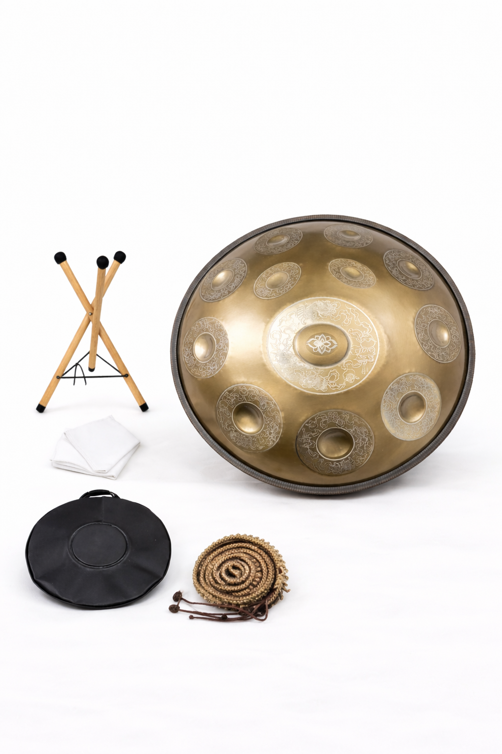 Handpan Gravé Doré SERENYA et accessoires
